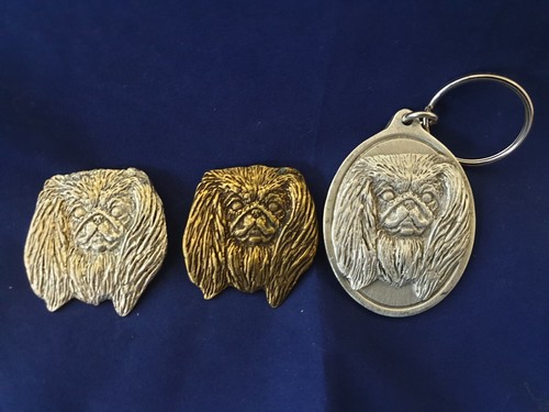 Pekingese peke brooch pewter - brooch,