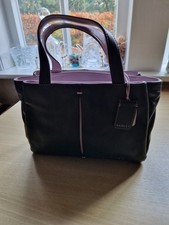 Vintage Radley Leather Handbag In Black/Mauve. Excellent Never Used Condition.