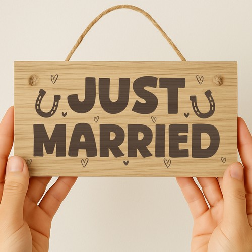 Just married hanging wooden - married,