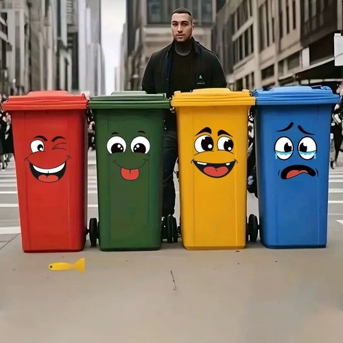 Bin stickers 4pcs funny faces - stickers,