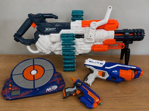 Nerf gun and shot - and,