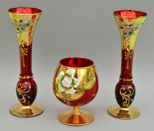 Vintage hand painted red and - hand,