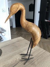 Carved Wooden Heron Figurine