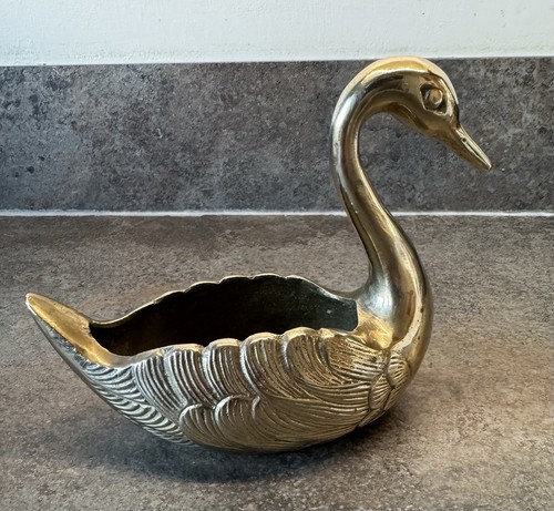 Vintage brass swan - vintage,