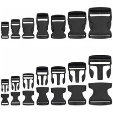 Black Delrin Plastic Side Release Fasteners Squeeze Buckle Clip 10mm - 50mm