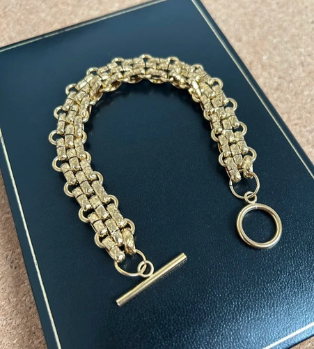 9ct patterned link wide - patterned,