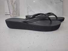Havaianas Women's Black Flip Flops Size 4 euro 37  Wedge Heel, New holiday 