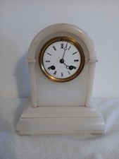 ANTIQUE FRENCH JAPY FRERES ALABASTER PENDULUM MANTLE CLOCK