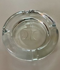 Vintage Hilton Hotel logo glass ashtray 5” Smoke Travel Sales Mad Men Retro Prop