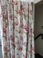 Laura Ashley Floral Gosford Cranberry Lined Curtains 63"w x 89"d