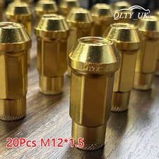 20pcs M12x1.5 Open End Lug Nut Set 48mm Wheel Nuts Bolts For Nissan Subaru Gold