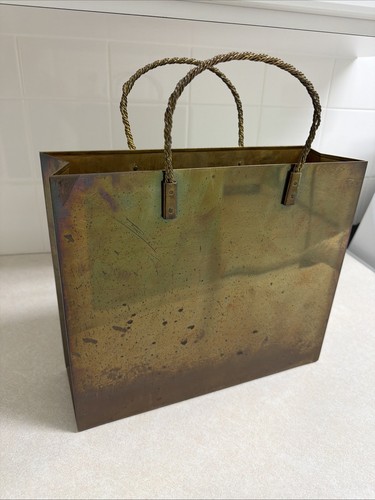 Vintage brass shopping bag - brass,