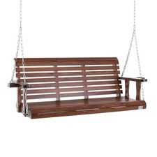 VEVOR 65” Porch Swing Bench Wooden Hanging Outdoor Garden Patio Courtyard Brown