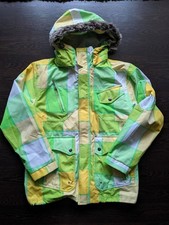 Men's Special Blend Ski Snow Jacket Hooded Green Yellow Check Storm 15k sz S
