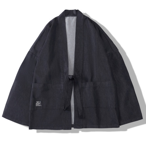 Men kimono denim cardigan - denim, coat