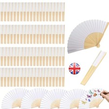 10pcs Blank White Chinese Folding Bamboo Fan Hand Paper Fans Wedding Favor