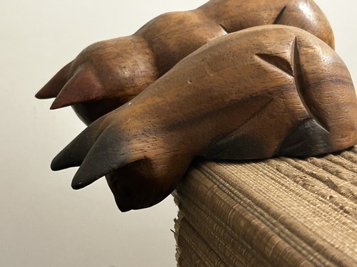 Pair vintage carved wooden - pair,