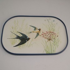 Vintage Melamine Serving Tray Swallows Birds - 45cm x 30cm