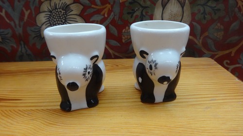 Pair vintage retro panda egg - vintage,