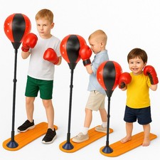 CHILDREN KIDS JUNIOR BOXING PUNCH BALL BAG FREE STANDING SET WITH MITTS GLOVES