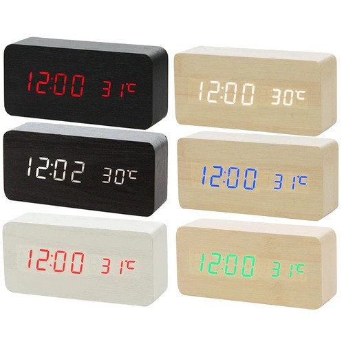 Wooden digital alarm - clock, led