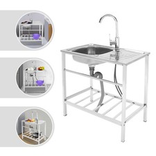 Single Bowl 201 Stainless Steel Commercial Catering Sink Kitchen Utility Sink