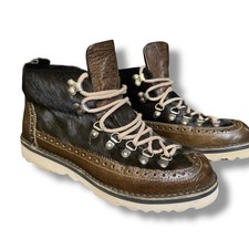 fracap boots Size 40 / 9 Wing Tip Pony Hair Hiking Boots Leather Vibram Gorpcore
