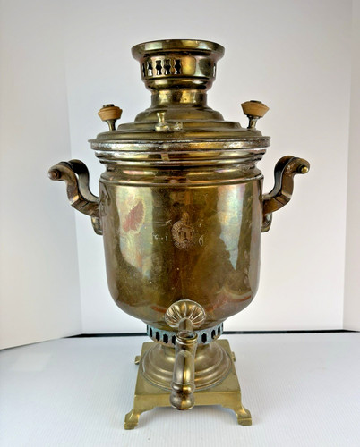 Antique russian brass samovar - antique,