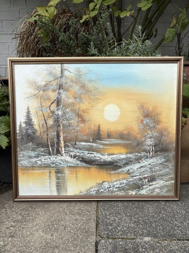 Vintage oil board landscape - vintage, on