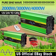 2000W 3000W 4000W Pure Sine Wave Power Inverter 12V 24V DC to 110V 120V AC 
