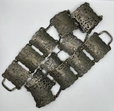 Antique Silver Chinese Straits Peranakan Embossed Multi-Hinged Belt (160.8g)