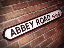 Abbey Road Old Wood London Vintage Street Sign The Beatles Recording Studio
