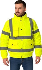 Hi Vis Viz Bomber Jacket High Visibility Safety Workwear Security Jackets Coat