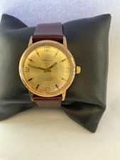 Huntana Mens Swiss Made Vintage 17 Jewels Incabloc Leather Strap Watch