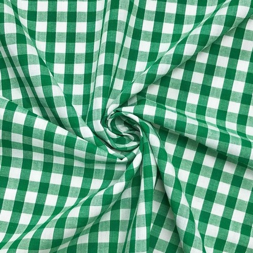 Green gingham fabric - green, 1/4"