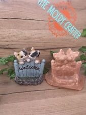Rubber Latex Mould 2 Playful Cats On Welcome Cat Garden Mold Last One Sale
