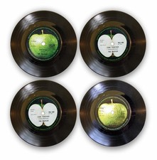 Beatles 45 Vinyl Record Effect Wooden Coaster of Four.