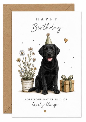 Labrador birthday card black - labrador,
