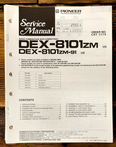 Pioneer dex 8101 stereo - pioneer,
