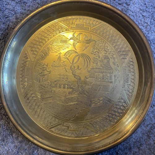 Vintage solid brass tray - vintage,