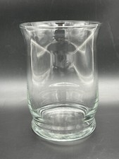 Vintage Hand Blown Wide Mouth Glass Flower Vase 8" Pedestal Cylinder Vase