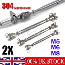 2* M5/M6/M8 Stainless Steel Turnbuckle Jaw Wire Rope Fork Rigging Bottle Screws
