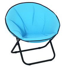 Outsunny Folding Saucer Moon Chair Oversized Padded Seat Round Oxford Blue
