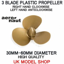 Model Boat 3 Blade Plastic Propeller M4 Right Hand, Left Hand 30mm-60mm Aeronaut