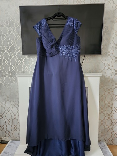 Navy blue chiffon evening - blue,