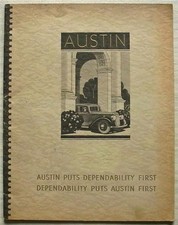 AUSTIN CAR RANGE Sales Brochure 1937-38 #1574 SEVEN Ten TWELVE Fourteen TWENTY +