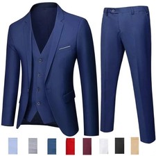 Men's Suits Two Buttons Slim Fit 3-Piece Suit Business Formal Jacket Pants Set