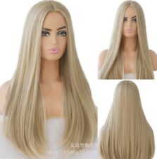Cosplay Party Wigs Heat Resistant Hair Synthetic Ash Blonde Long Straight Soft