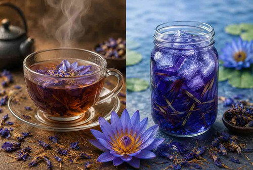 Dried blue lotus cut flower - blue,