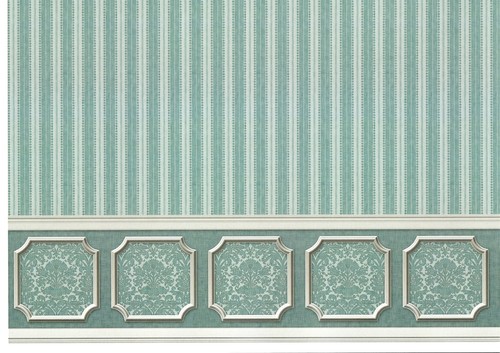Dollhouse wallpaper blue green - wallpaper,
